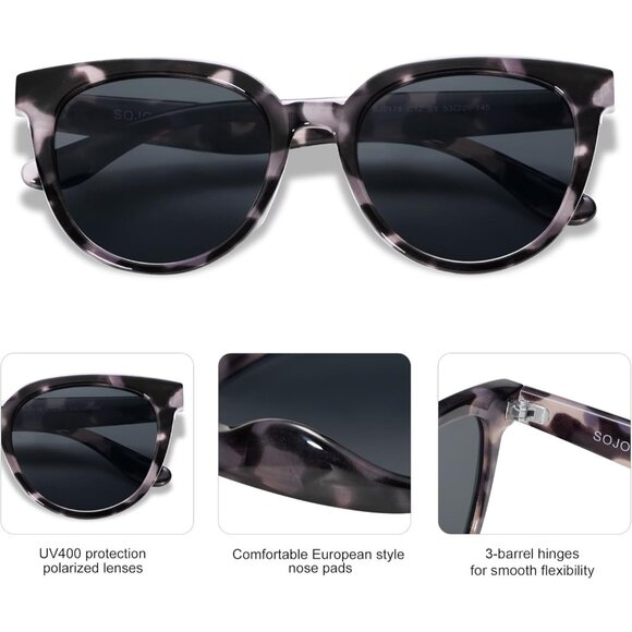 ? Women Grey Trendy Cat Eye Sunglasses Round Polarized Fashion Sunnies main image 4